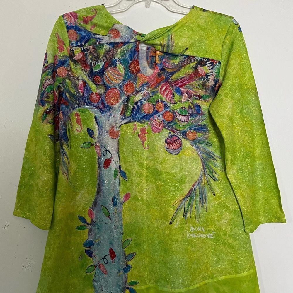 Leoma Lovegrove Lagenlook Top Asymmetrical Glitter Artsy Whimsical Blouse Small - Picture 6 of 10